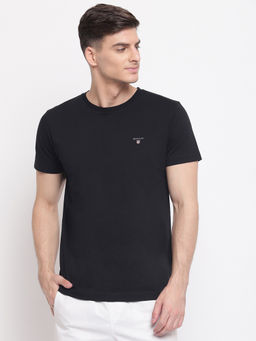 GANT - Black Plain Round Neck T-Shirt