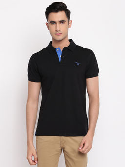 GANT - Black Plain Polo T-Shirt