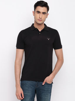 GANT - Black Plain Polo T-Shirt