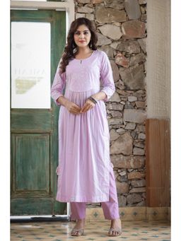 Likha - Blue Printed with Zari Mirror Work Naira Cut Kurta with Pant LIKSKD155 (Set of 2)
