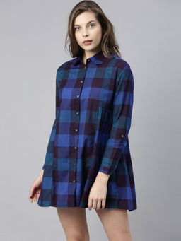 RAREISM - Navy Blue Checks Mini Dress