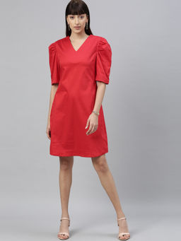RAREISM - Red Solid Mini Dress