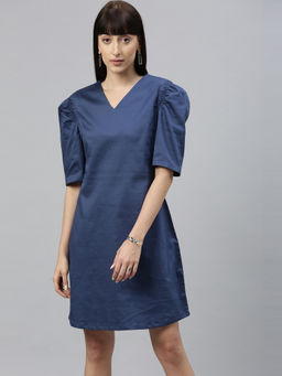 RAREISM - Blue Solid Mini Dress