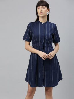 RAREISM - Navy Blue Stripes Mini Dress
