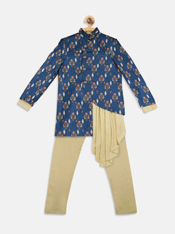 Blue Giraffe - Printed Blue Clothing Kurta And Blazer With Pant (Set of 3)