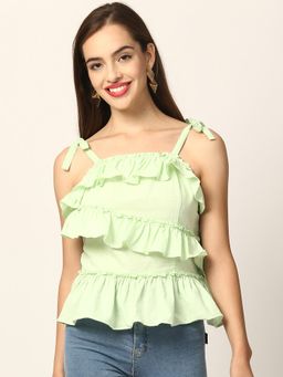 ELLE - Mint Printed Shoulder Straps Top