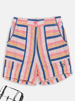 Blue Giraffe - Multi Color Girls Stripes Shorts