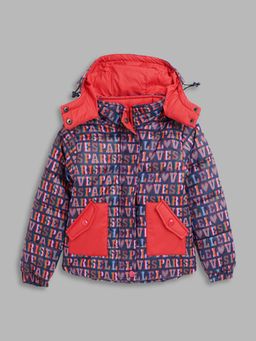 Elle Kids - Printed Girls Navy Blue Jacket