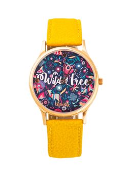 Teal by CHUMBAK - Yellow PU Leather Watch