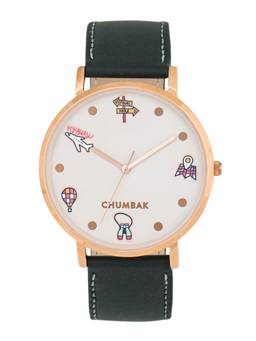 Teal by CHUMBAK - Black PU Leather Watch