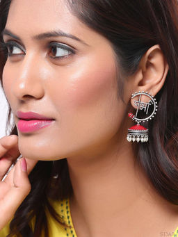 Voylla - Silver Moksha Semi Circle Earrings