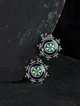 Voylla - Silver Mehrunisa Floral Stud Style Earrings