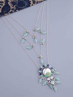 Voylla - Silver Bagh E Fiza Blooming Flower Motifs Necklace