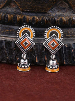 Voylla - Silver Sanwari Lightly Enamelled Drop Earrings