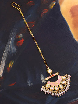 Voylla - Gold Manmayi Faux Pearls Maang Tikka