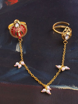 Voylla - Gold Manmayi Dual Finger Ring