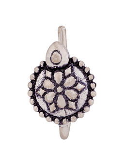 Voylla - Silver Moksh Floral Motif Embossed Nose Ring
