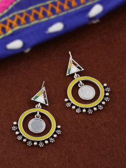 Voylla - Silver Rabaari Triangles and Circles Earrings