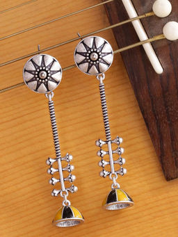 Voylla - Silver Taal Mridang Sarangi Drop Earrings