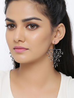 Voylla - Designer Collection Jaali Pearl Layered Drop Earrings