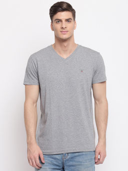 GANT - Grey Plain V-Neck T-Shirt