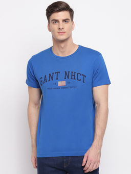 GANT - Blue Printed Round Neck T-Shirt