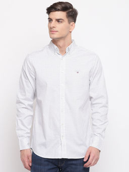 GANT - White Printed Collar Neck Shirt