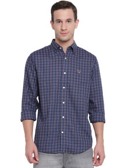 GANT - Navy Blue Checks Collar Neck Shirt