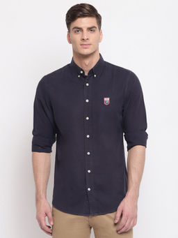 GANT - Navy Blue Plain Collar Neck Shirt