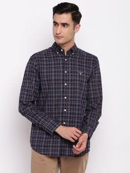GANT - Navy Blue Checks Collar Neck Shirt