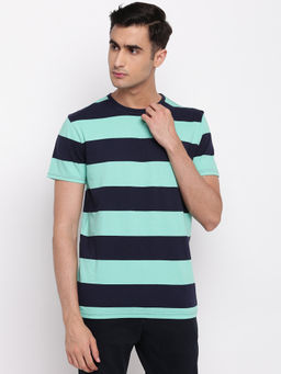 GANT - Turquoise Stripes Round Neck T-Shirt