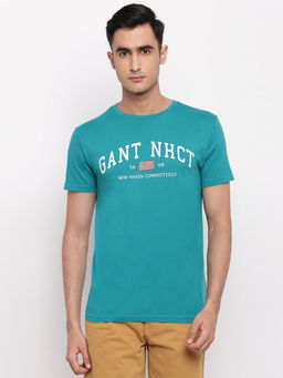GANT - Turquoise Printed Round Neck T-Shirt