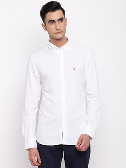 GANT - White Plain Collar Neck Shirt