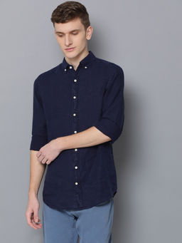 GANT - Navy Blue Plain Collar Neck Shirt