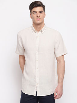 GANT - Off White Plain Collar Neck Shirt