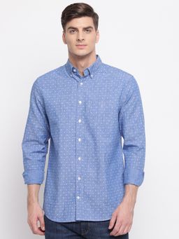 GANT - Blue Printed Collar Neck Shirt