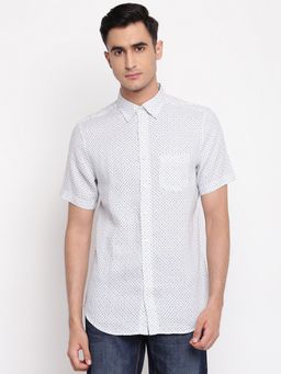 GANT - White Printed Collar Neck Shirt