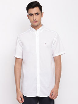 GANT - White Plain Collar Neck Shirt