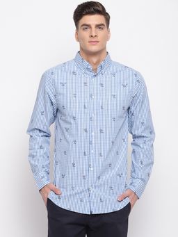 GANT - Blue Printed Collar Neck Shirt