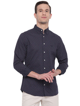 GANT - Navy Blue Printed Collar Neck Shirt