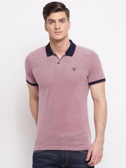 GANT - Pink Self Design Polo T-Shirt