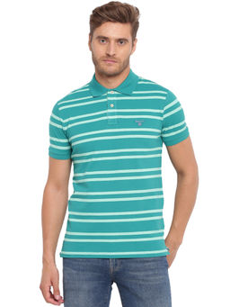 GANT - Turquoise Stripes Polo T-Shirt