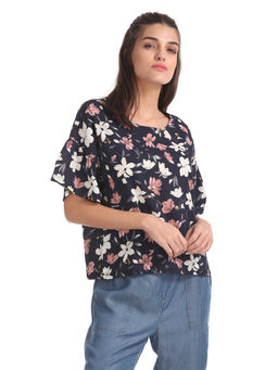 U.S. POLO ASSN. - Blue Floral Boxy Top