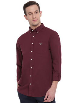 GANT - Maroon Plain Collar Neck Shirt