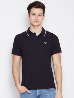 GANT - Black Plain Polo T-Shirt