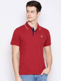 GANT - Red Plain Polo T-Shirt