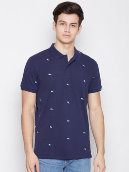 GANT - Navy Blue Printed Polo T-Shirt