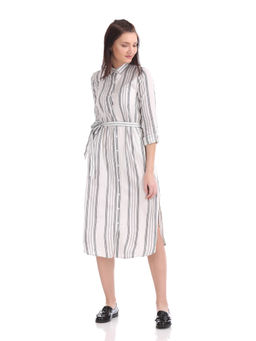 U.S. POLO ASSN. - Grey Stripes Shirt Dress