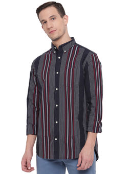 GANT - Navy Blue Stripes Collar Neck Shirt