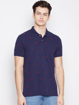 GANT - Navy Blue Printed Polo T-Shirt